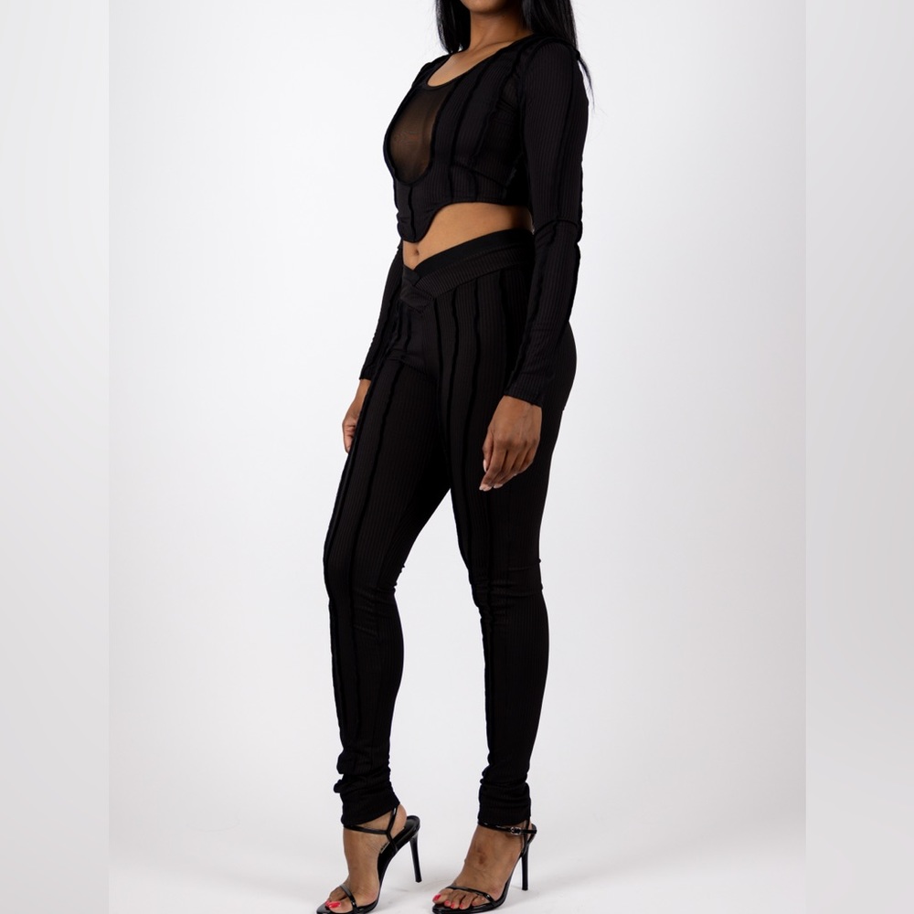 2 piece crop top set black